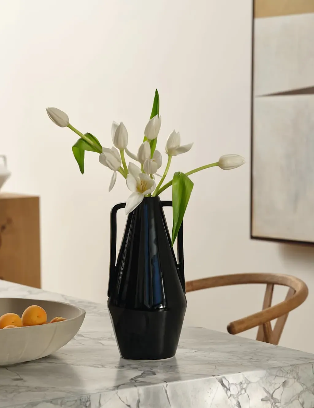 Kelly Hoppen Medium Angle Vase - Black, Ceramic product