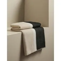 Kelly Hoppen Wool Blend Colour Block Brushed Throw - Taupe Mix alternate view