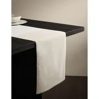 Kelly Hoppen Woven Banded Table Runner - White, Cotton-Linen alternate view