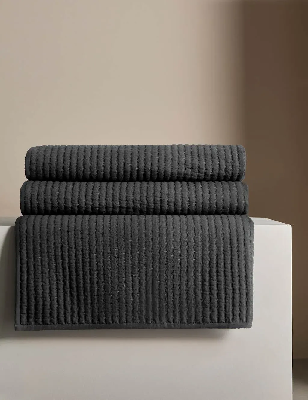 Kelly Hoppen Embroidered Bedspread - Dark Grey, Cotton Linen product