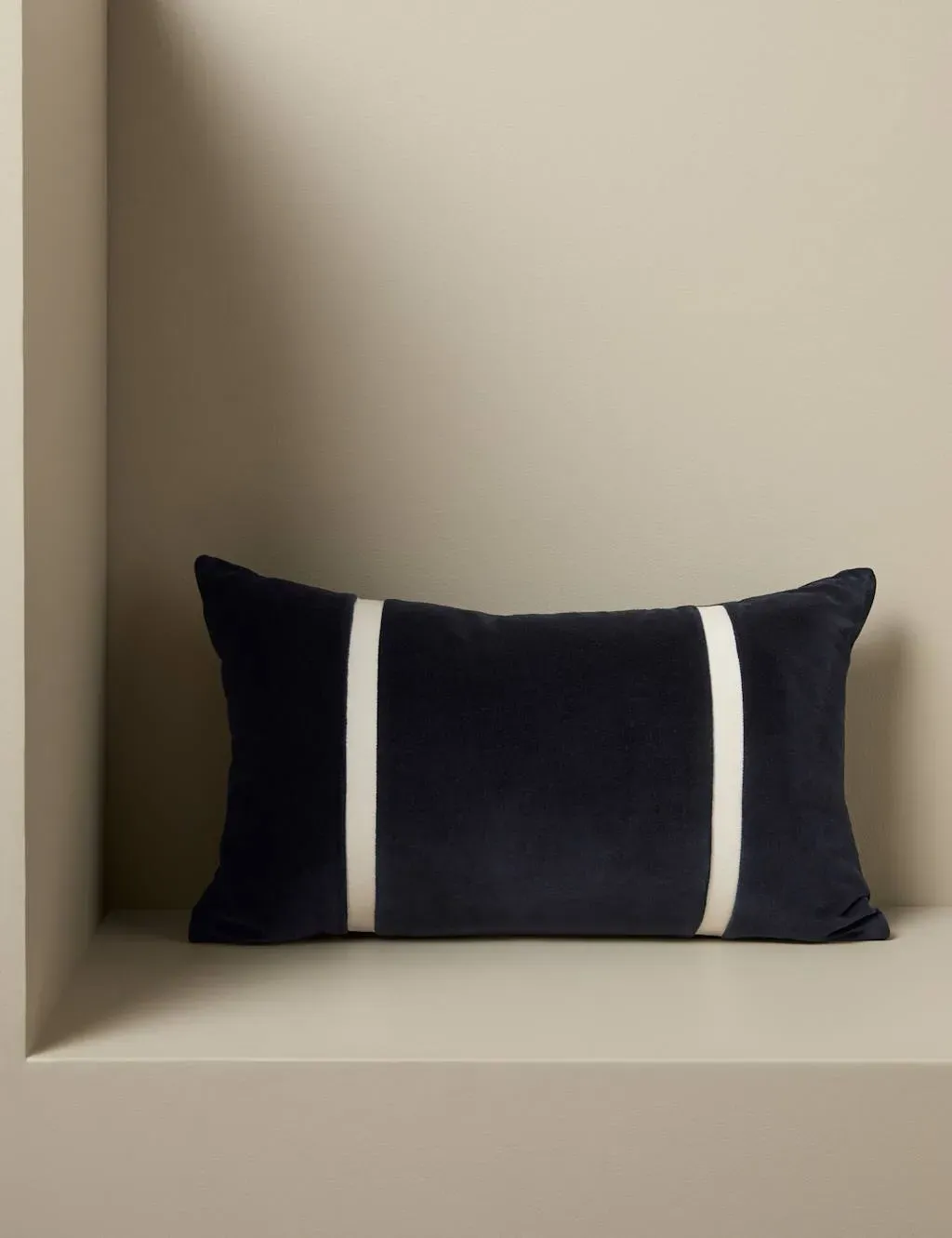Pure Cotton Double Stripe Bolster Cushion - Navy Mix product