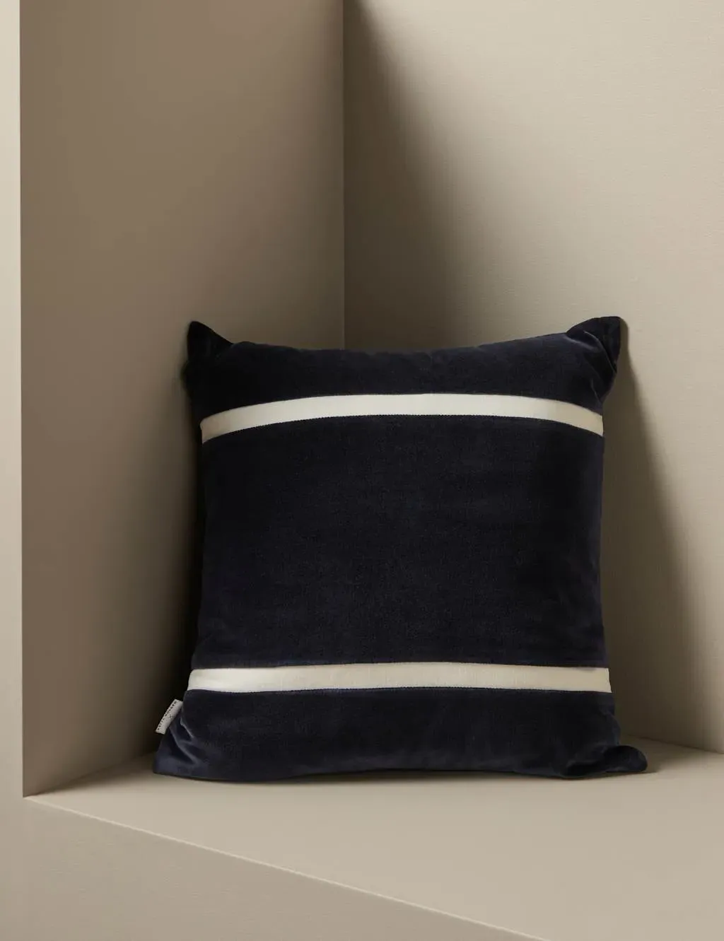 Pure Cotton Double Stripe Cushion - Navy Mix product