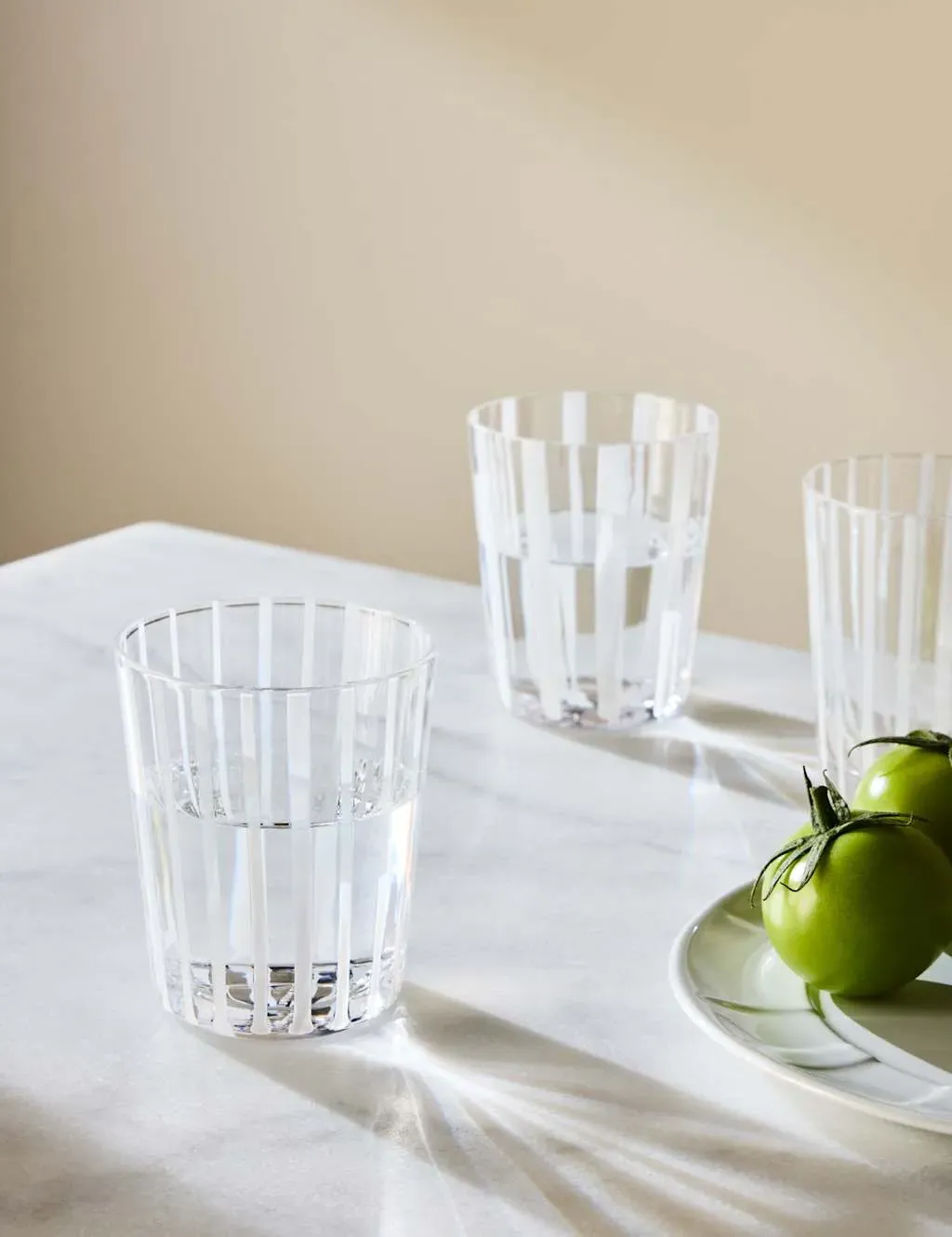 Set of 4 Striped Glass Tumblers - White Mix product