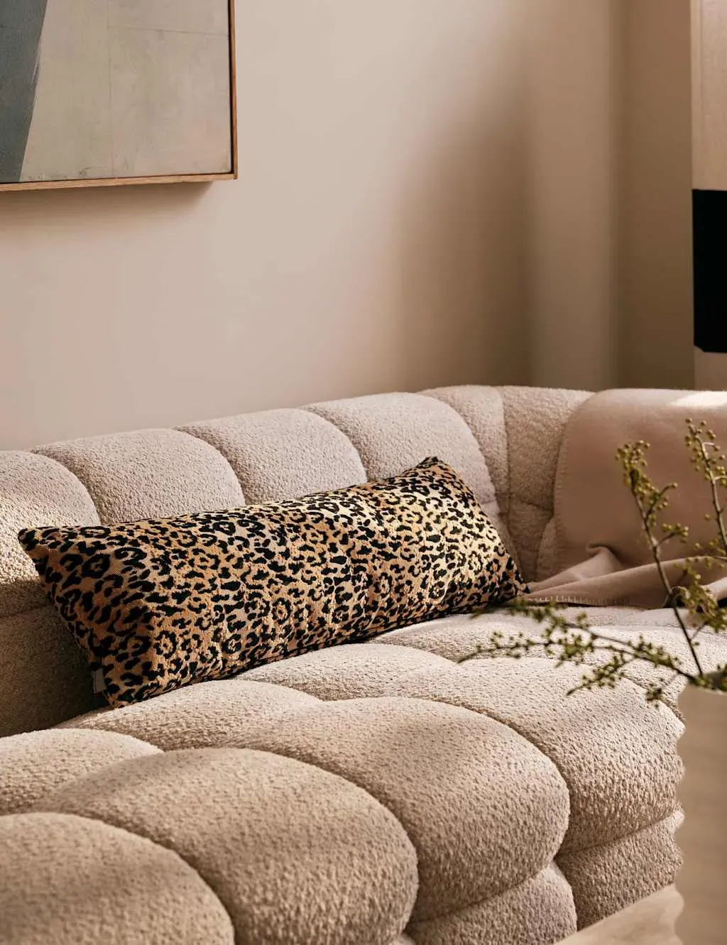 Velvet Leopard Print Long Bolster Cushion - Brown Mix product