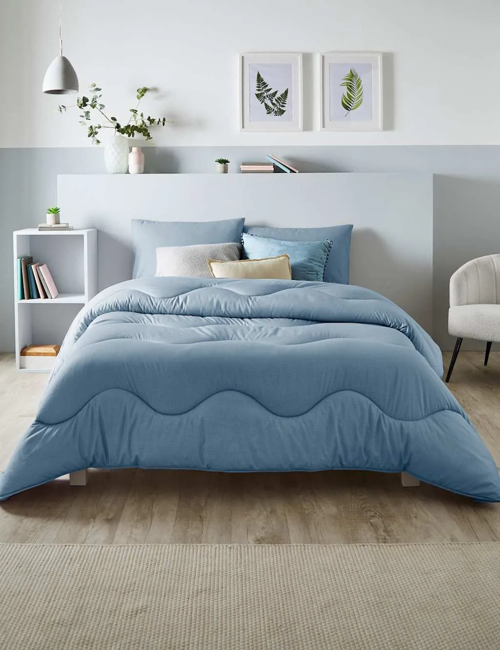 2 Pack Linen Print Pillowcases - Light Blue product