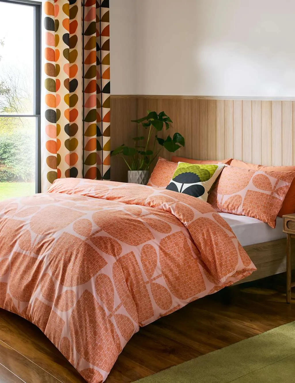 Block Garden Bedding Set - Orange, Cotton Percale product