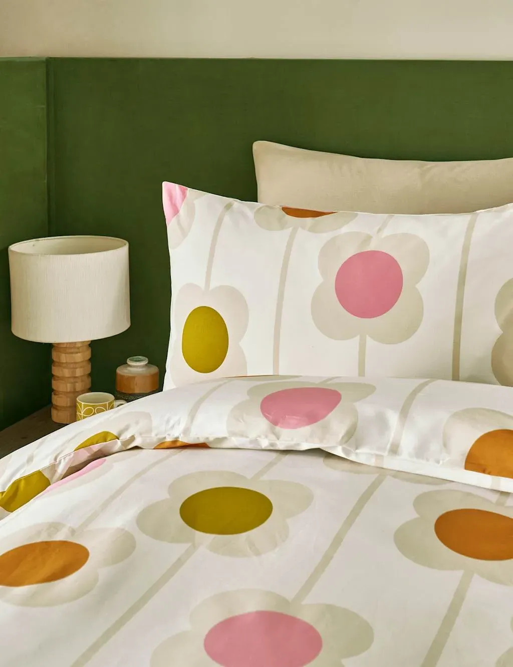 Orla Kiely 2-Pack Abacus Flower Pillowcases - White Mix, Cotton product