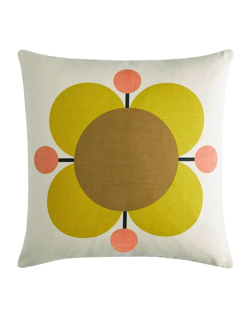 Orla Kiely Atomic Flower Cushion - Yellow Mix, Cotton product