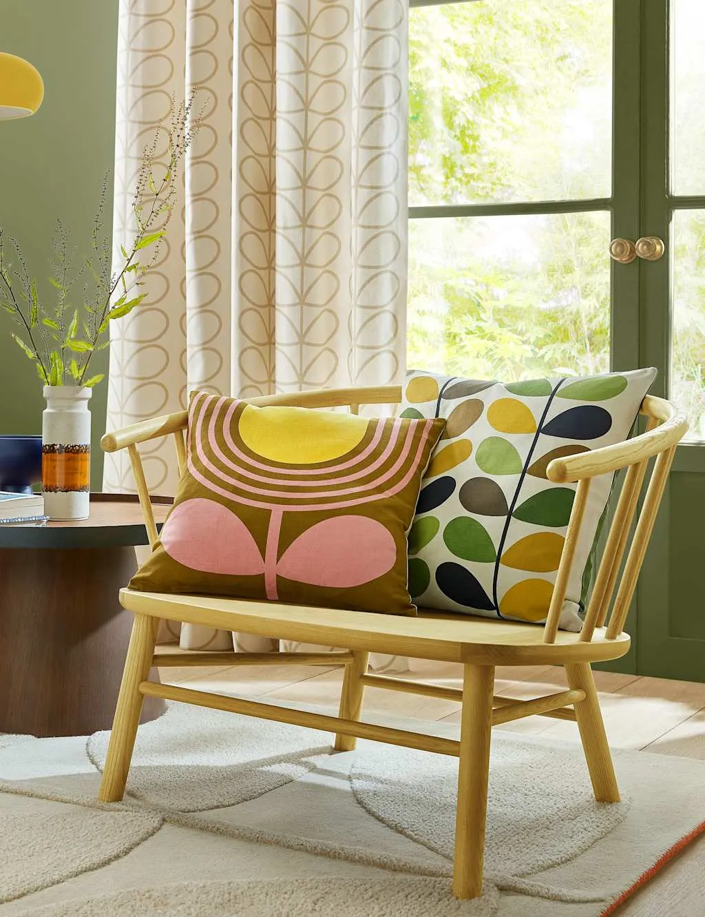 Orla Kiely Striped Tulip Reversible Cushion - Brown Mix, Cotton product
