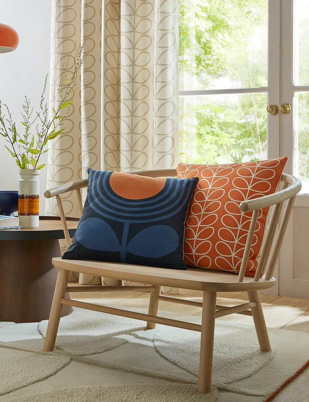 Orla Kiely Striped Tulip Square Cushion - Blue Mix, Cotton product