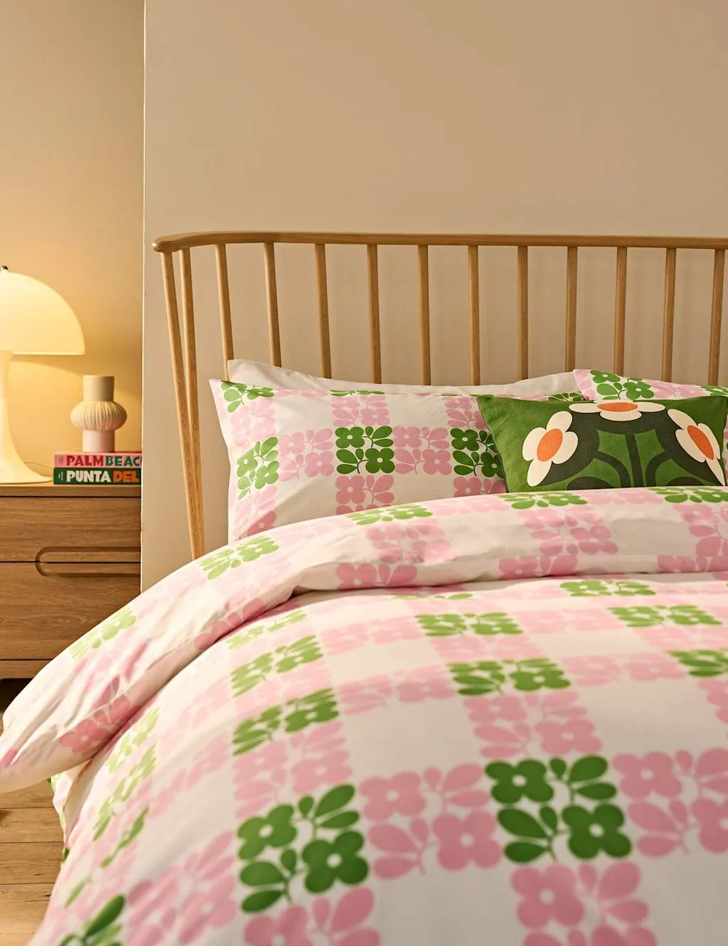 Pure Cotton Geometric Bedding Set - Pink Mix product