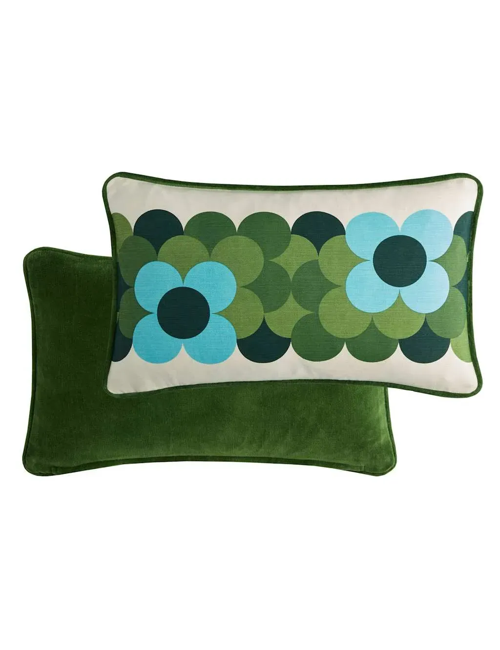 Retro Flower Stripe Cushion - Green Mix, Cotton product