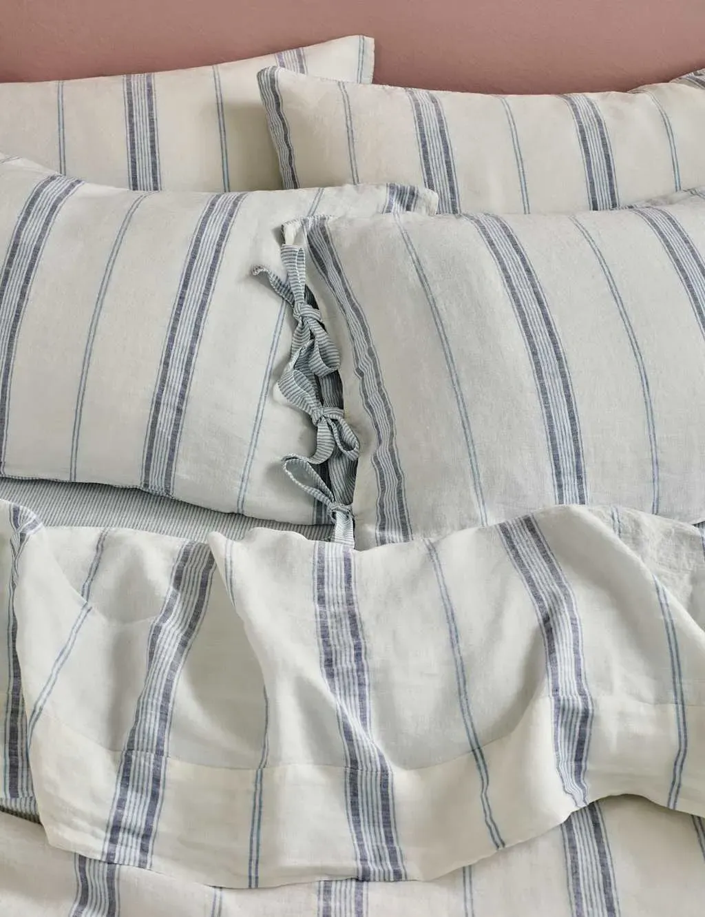 2 Pack Pure Linen Farmhouse Pillowcases - Blue Mix product
