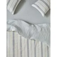 Farmhouse Stripe Fitted Sheet - Blue Mix, Pure Linen alternate view