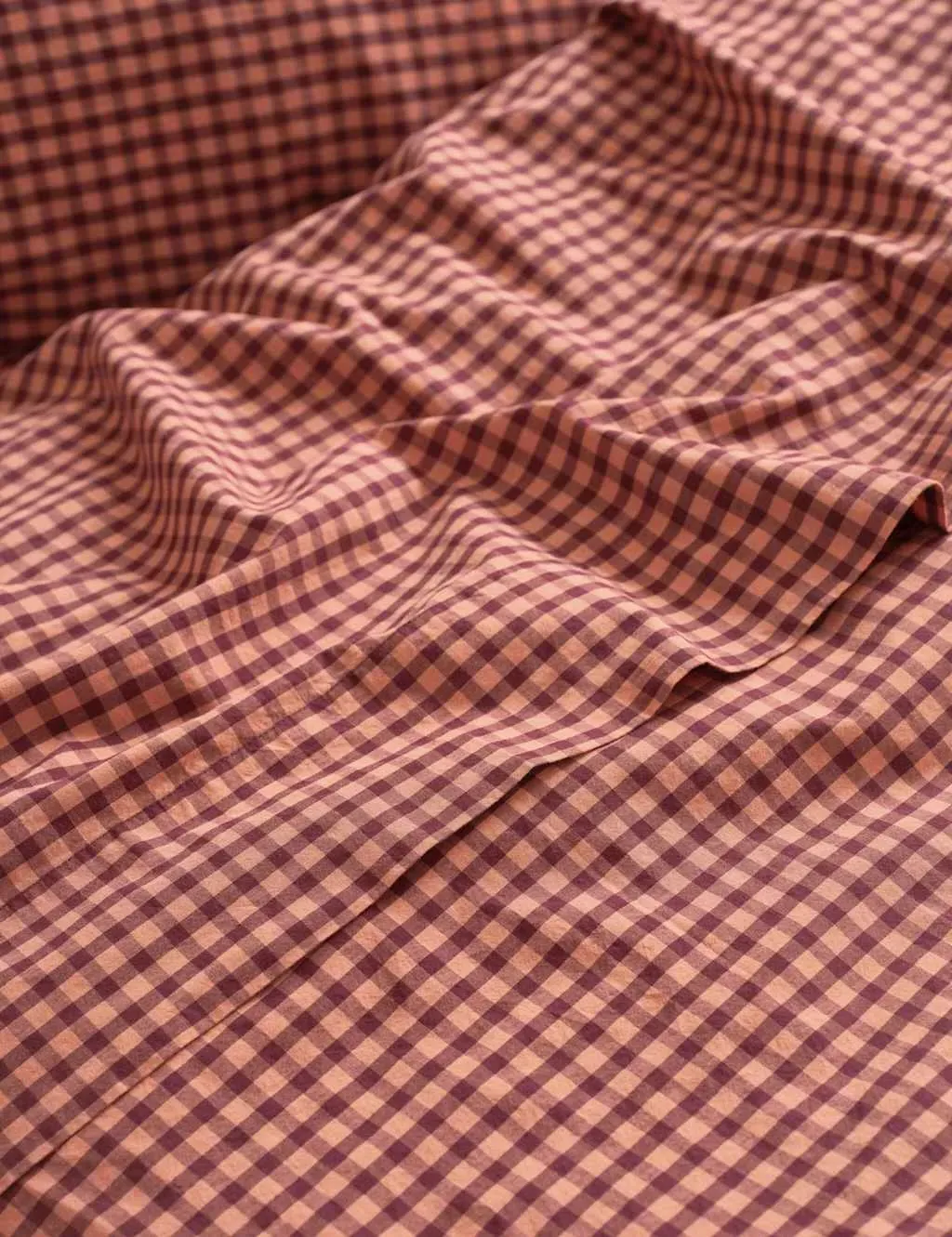 Gingham Flat Sheet - Brown Mix, Pure Cotton product