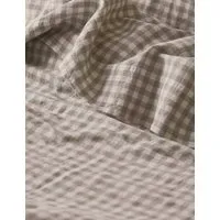 Gingham Flat Sheet - Oatmeal Mix, Pure Linen alternate view