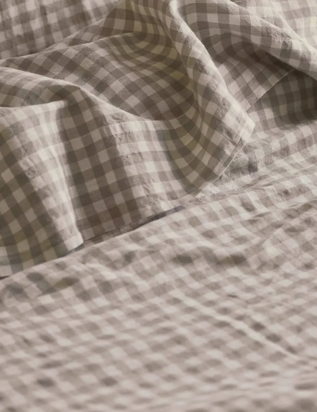 Gingham Flat Sheet - Oatmeal Mix, Pure Linen product