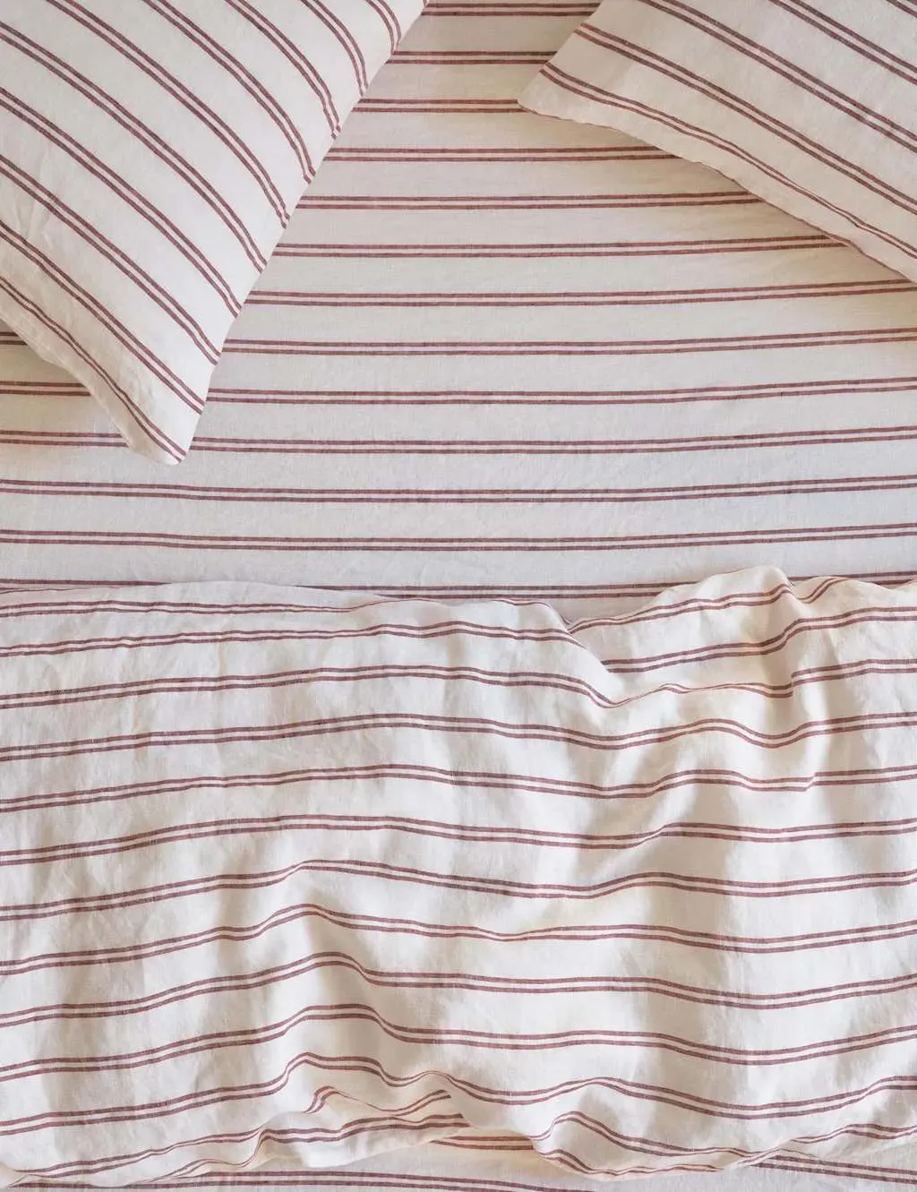 Kemptown Stripe Fitted Sheet - Red Mix, Linen product