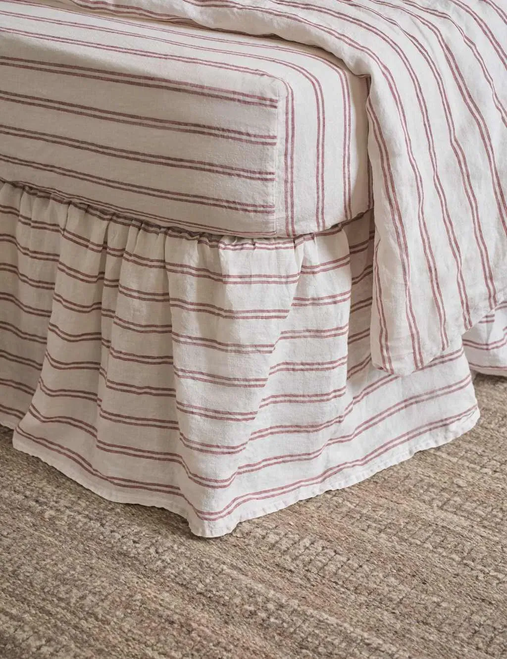 Kemptown Striped Valance Sheet - Red Mix, Linen product