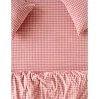 Linen Blend Gingham Fitted Sheet - Pink alternate view