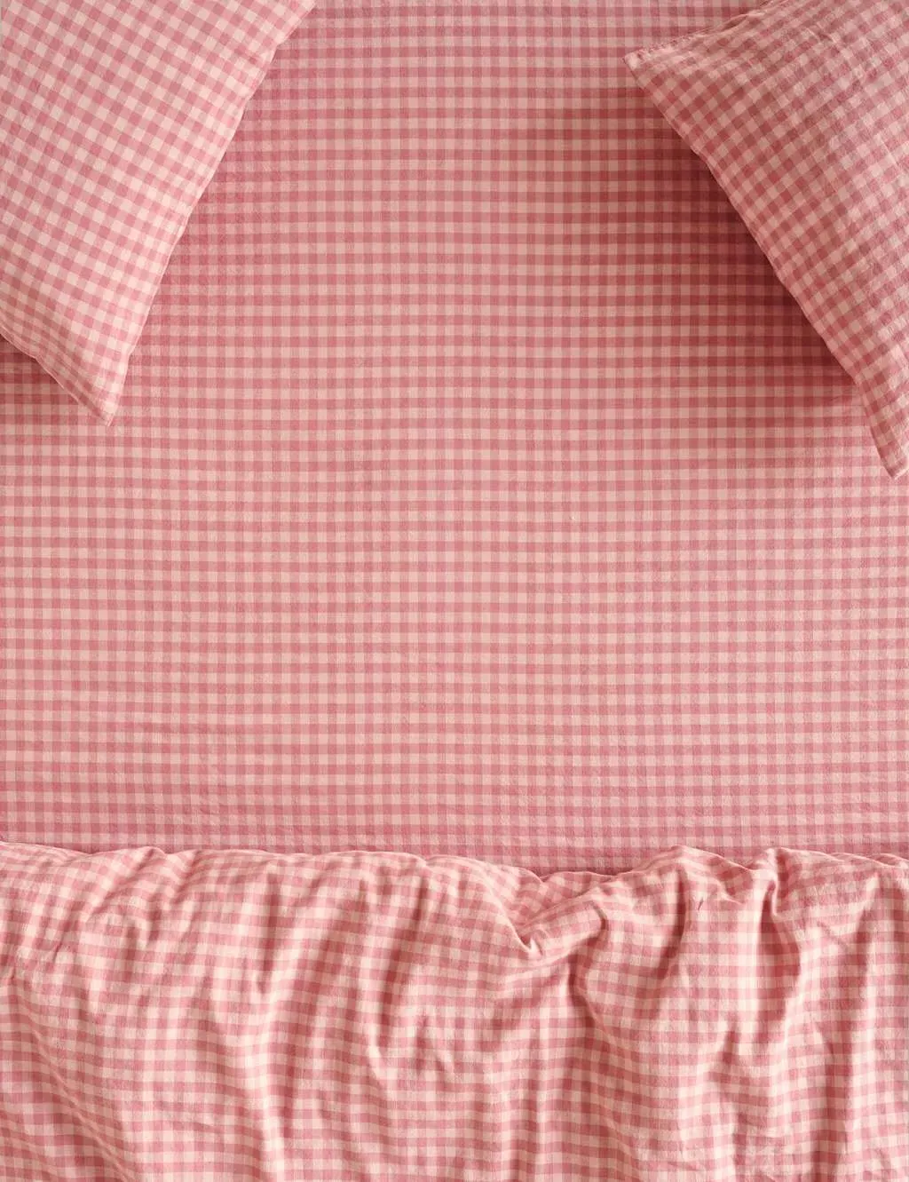 Linen Blend Gingham Fitted Sheet - Pink product
