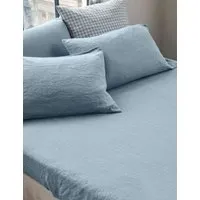 Linen Rich Fitted Sheet - Light Blue alternate view
