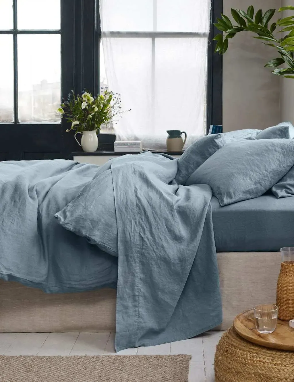 Linen Rich Flat Sheet - Light Blue product