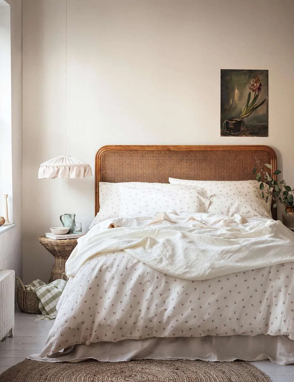 Linen Rich Floral Duvet Cover - Pearl product