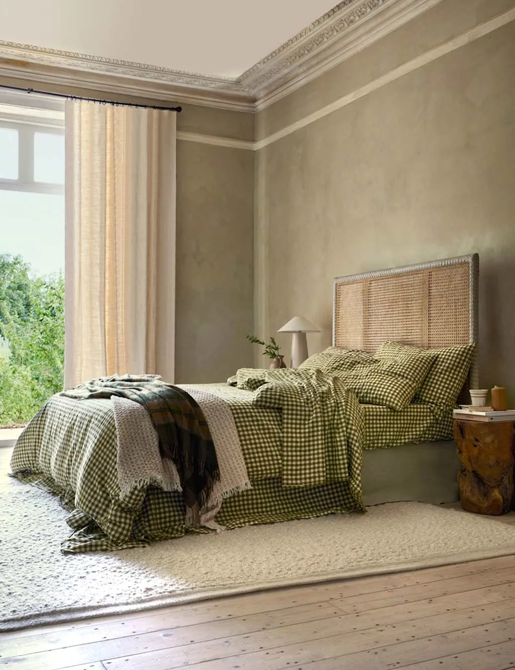 Linen Rich Gingham Duvet Cover - Dark Green Mix product