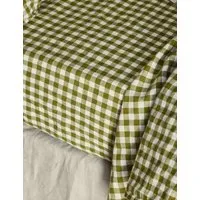 Linen Rich Gingham Fitted Sheet - Green Mix alternate view