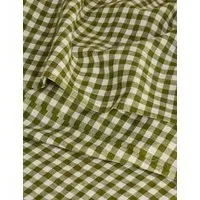 Linen Rich Gingham Flat Sheet - Green Mix alternate view