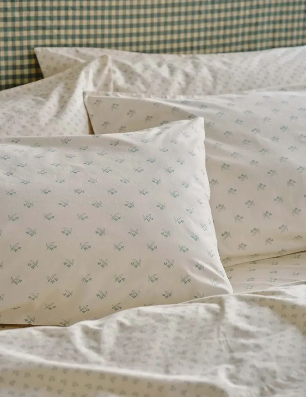 Martha 2 Pack Pillowcases - Green Mix, Washed Cotton product