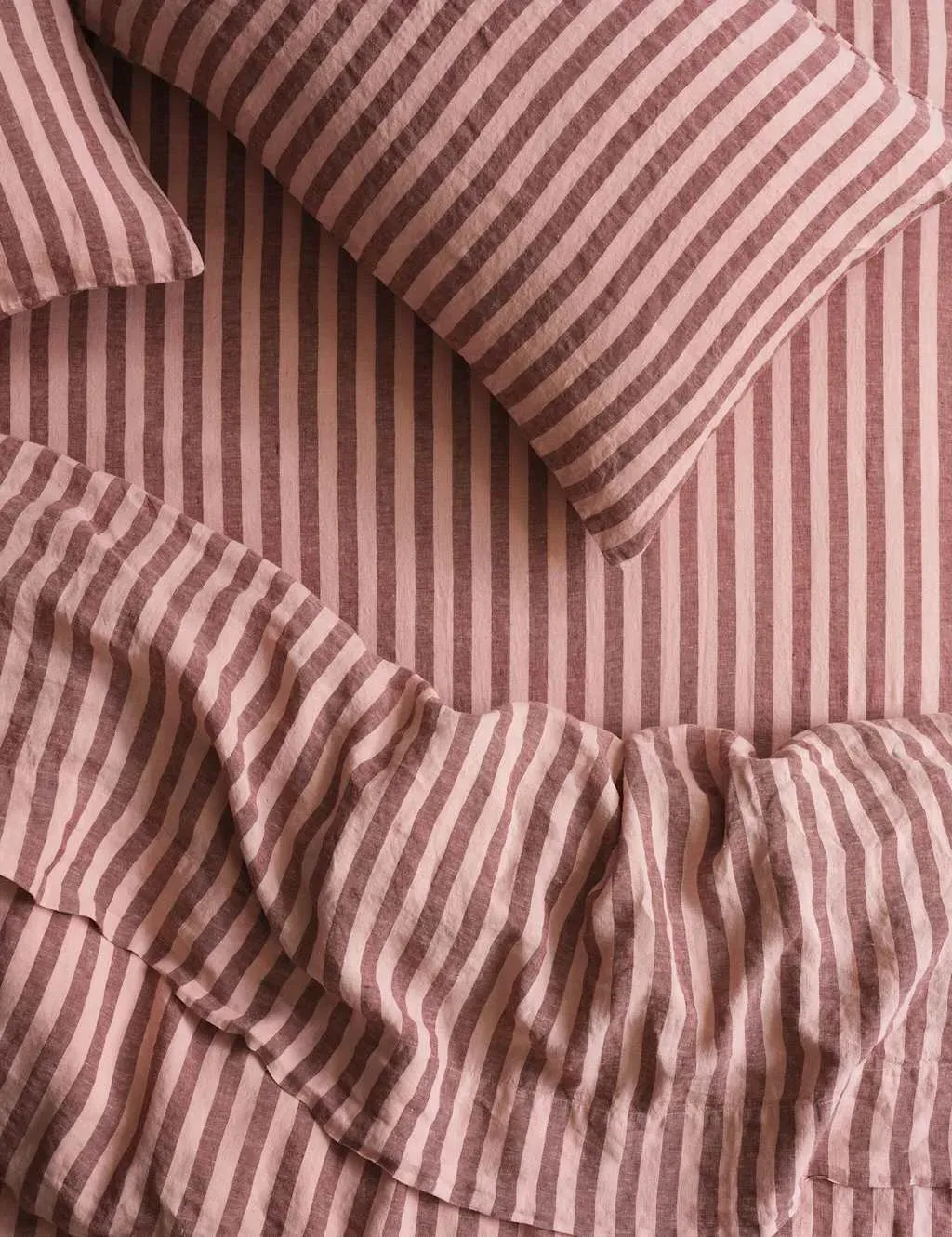 Pembroke Stripe Linen Rich Fitted Sheet - Pink Mix product