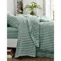 Pembroke Striped Flat Sheet - Green Mix, Linen alternate view