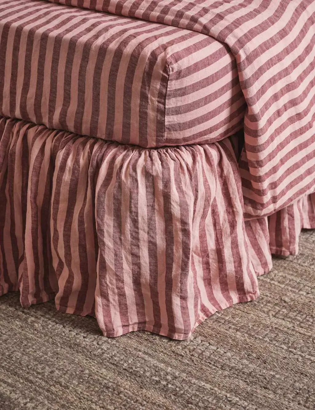 Pembroke Striped Valance Sheet - Red Mix, Linen product