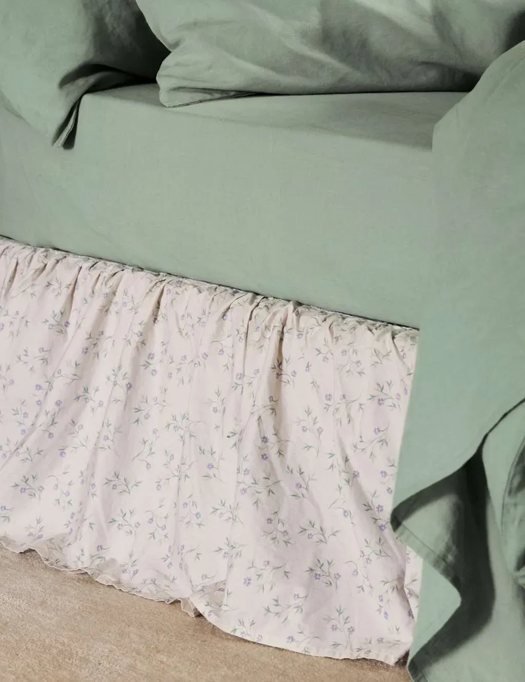 Pure Cotton Floral Valance Sheet - Natural Mix product