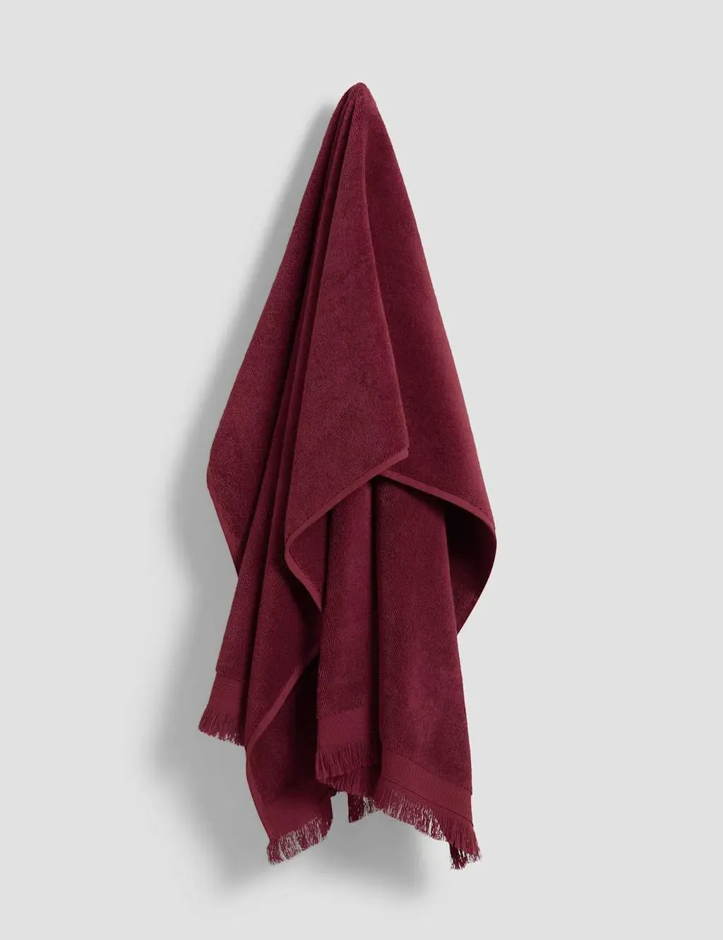 Pure Cotton Fringed Towel - Burgundy product