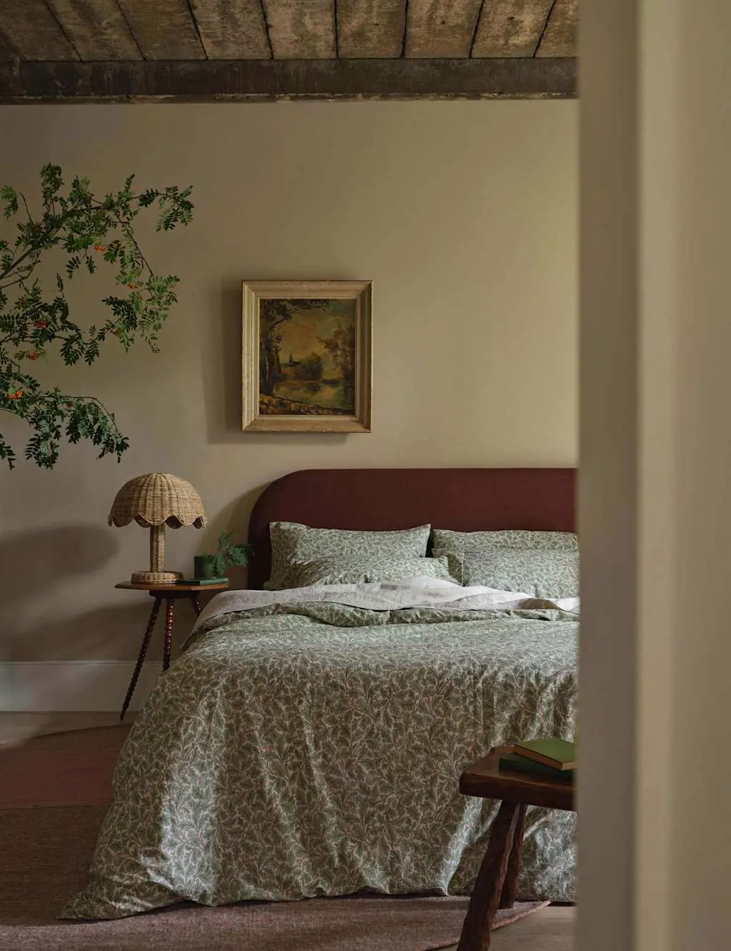 Pure Cotton Leaf Print Duvet Cover - Green Mix product