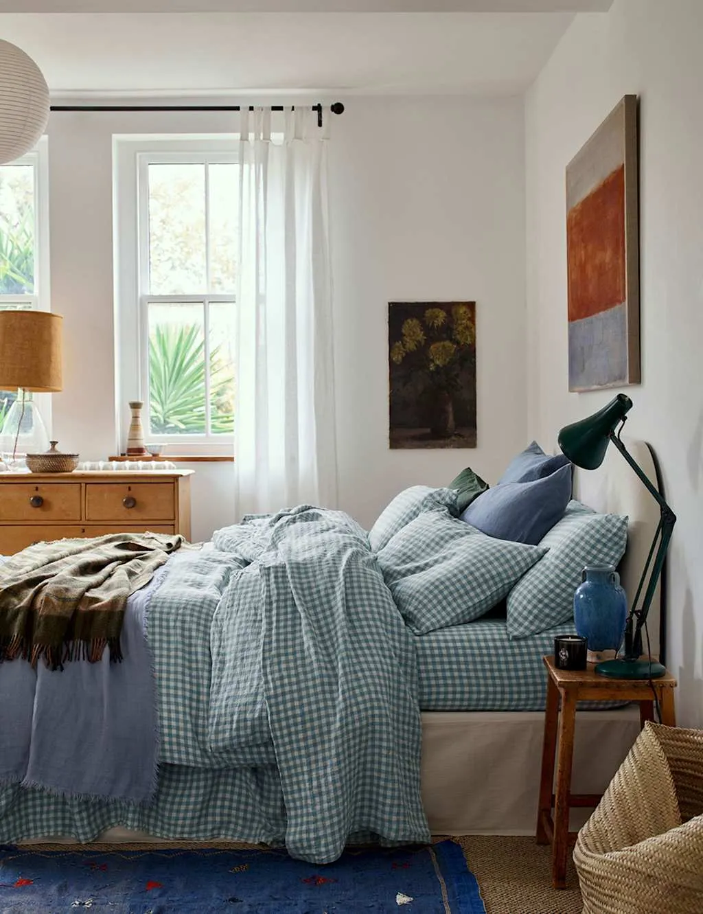 Pure Linen Gingham Duvet Cover - Blue Mix product