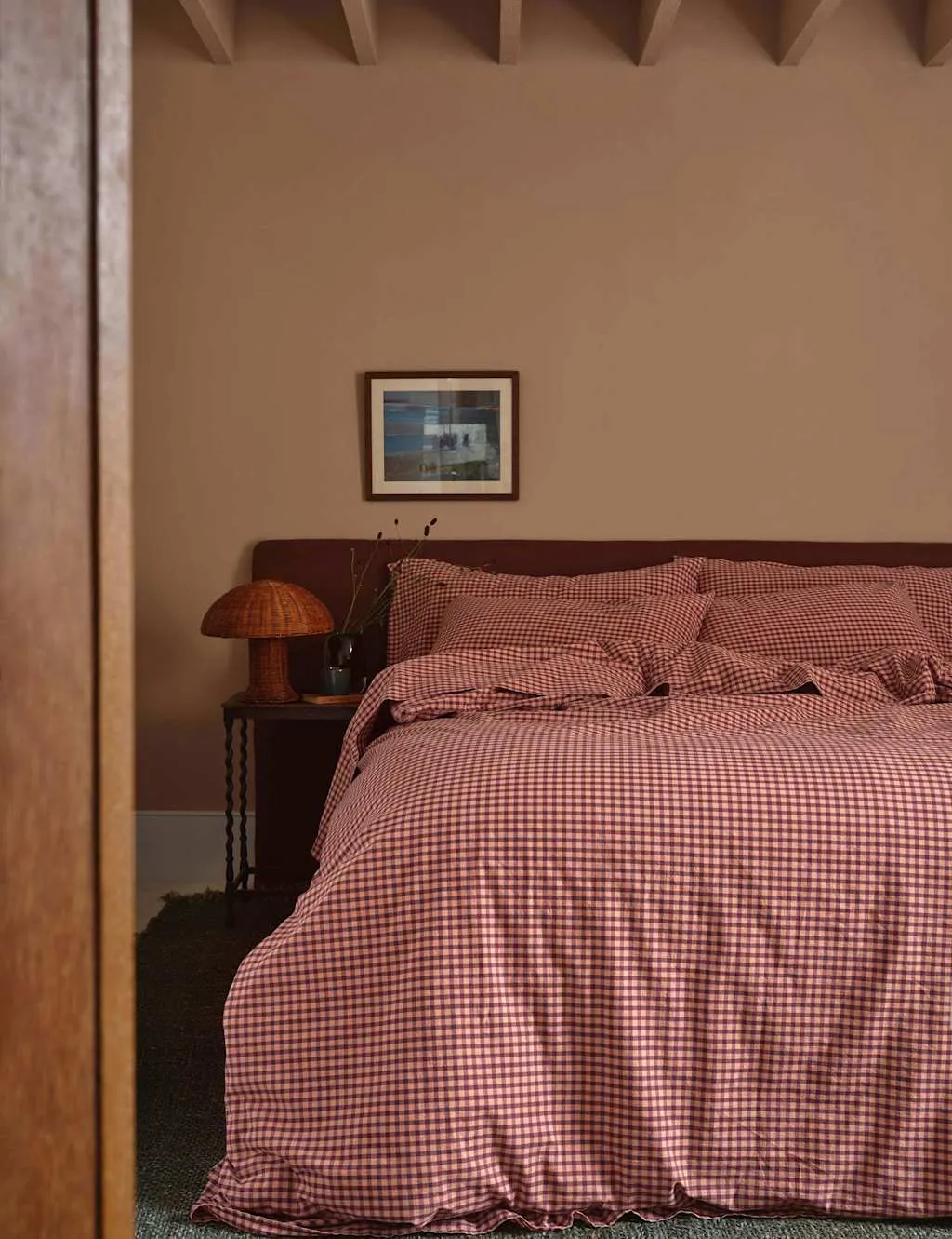 Washed Cotton Gingham Duvet Cover - Pink Mix product