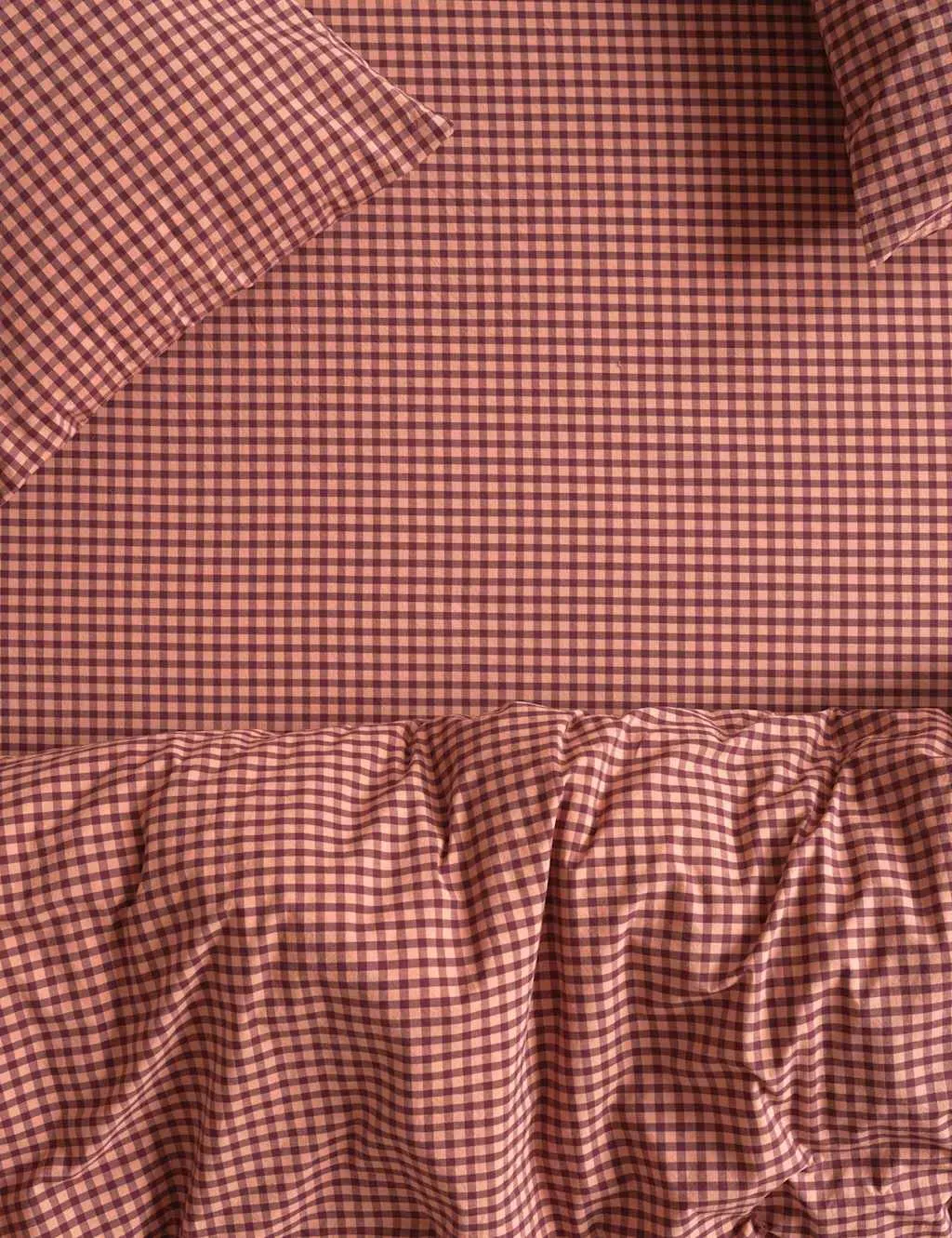 Washed Cotton Gingham Fitted Sheet - Pink Mix product