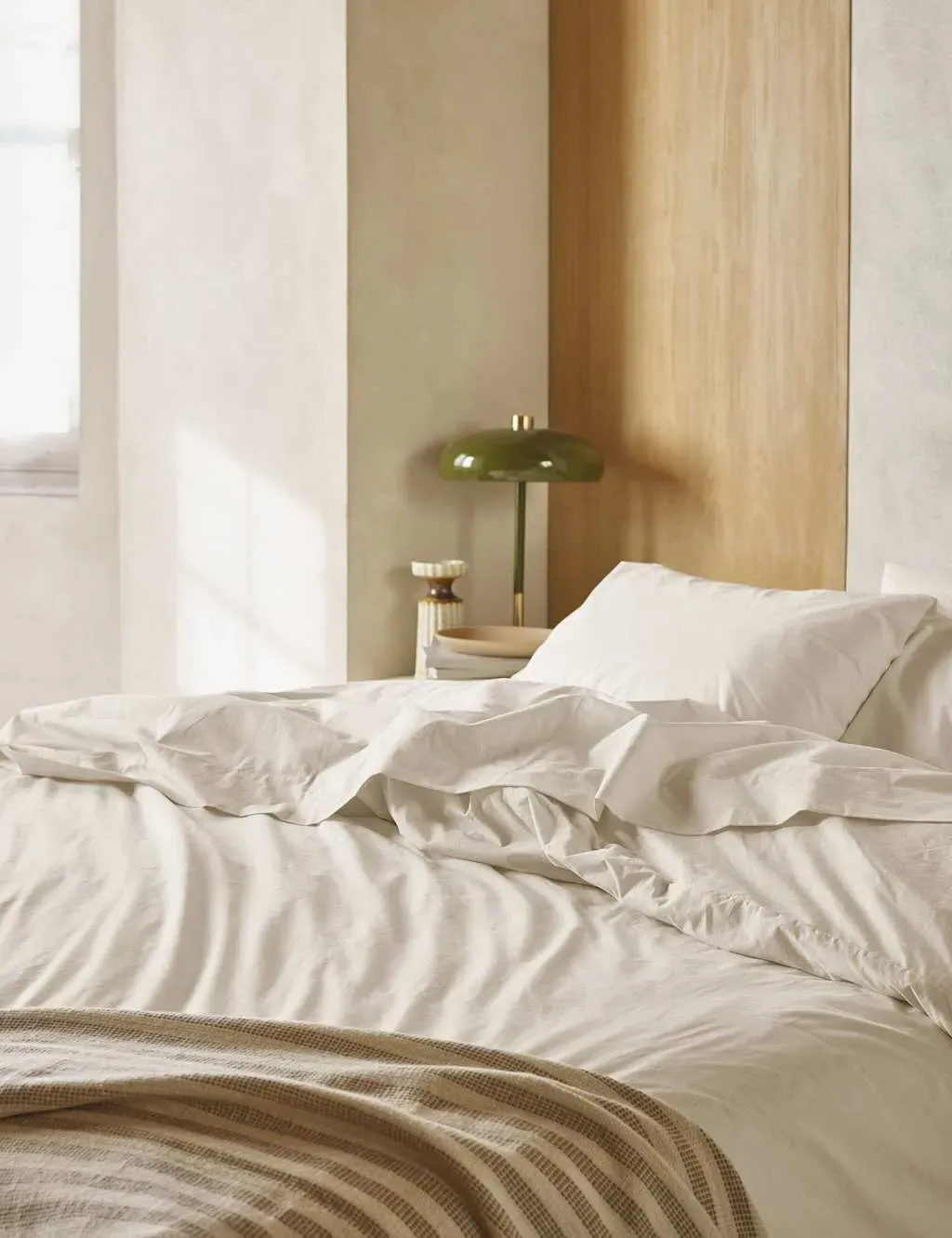 Washed Cotton Percale Duvet Cover - Cream product
