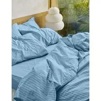 Washed Cotton Striped Duvet Cover - Blue Mix alternate view