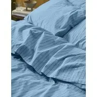 Washed Cotton Striped Flat Sheet - Blue Mix alternate view