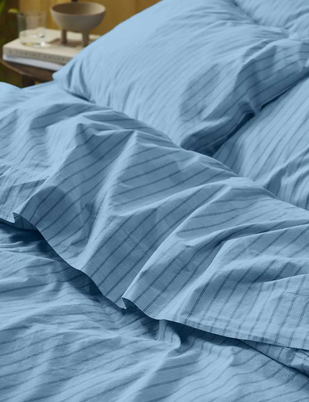 Washed Cotton Striped Flat Sheet - Blue Mix product