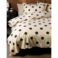 Dot Noir Ruffled Bedding Set - White Mix, Pure Slub Cotton alternate view