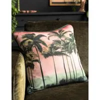 Palm Paradise Piped Cushion - Pink Mix, Cotton alternate view