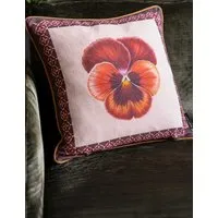 Pansy Muse Piped Cushion - Pink Mix, Cotton alternate view