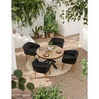 Tuscany 4-Seater Round Dining Set - Black Mix, Aluminium & Teak alternate view