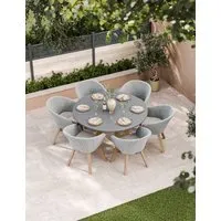 Luna 6-Seater Dining Set Round Table - Grey Mix alternate view